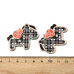 印刷木製のペンダント  馬のチャーム  サンゴ  36.5x40x3mm  穴：2mm&nbsp;WOOD-T033-01E