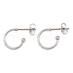 C字型304ステンレススチールスタッドピアス  ステンレス鋼色  12x2.5mm&nbsp;EJEW-Z154-01P-01