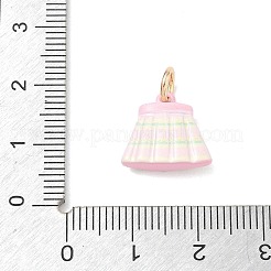 真鍮製エナメルペンダント  ゴールドカラー  ストライプ柄のリボンスカートチャーム  13x14x4.5mm  穴：4mm&nbsp;KK-CBA1122-01G-04