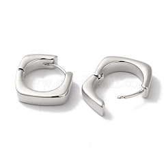 女性のための菱形真鍮フープピアス  プラチナメッキ  17.5x4.5mm&nbsp;EJEW-U008-07P