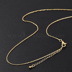 女性用真鍮ローロチェーンネックレス  304ステンレススチール製カニカン付き  ラックめっき  鉛フリー＆カドミウムフリー  長持ちメッキ  18KGP本金メッキ  長さ15.94インチ(40.5cm) + 50~60mmエクステンダー&nbsp;NJEW-D302-43G