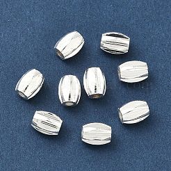 真鍮ビーズ  バレル  長持ちメッキ  ラックめっき  鉛フリー＆カドミウムフリー  925銀メッキ  6x5mm  穴：1.8mm&nbsp;KK-H532-02B-S