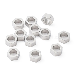 変色しない304ステンレススチールビーズ  六角  ステンレス鋼色  5x4.5x2mm  穴：2.8mm&nbsp;STAS-P327-06P