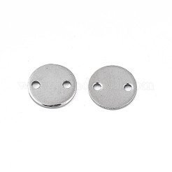変色しない304ステンレススチールコネクタチャーム  空白タグのスタンプ  フラットラウンド  ステンレス鋼色  8x1mm  穴：1.2mm&nbsp;STAS-N095-116B-01