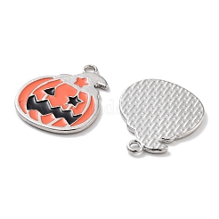 ハロウィンテーマラックメッキ合金エナメルペンダント  鉛フリー＆カドミウムフリー＆ニッケルフリー  パンプキンチャーム  プラチナ  23x19.5x1.5mm  穴：1.8mm&nbsp;PALLOY-F311-02P