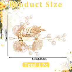 合金とプラスチックの真珠の装飾アクセサリー  花  ゴールドカラー  105x70x10mm  穴：7x5.5mm&nbsp;FIND-WH20030-11C-G
