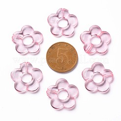 透明なアクリルビーズフレーム  花  ピンク  19x20x3.5mm  穴：1.6mm  内径：6.5mm&nbsp;X-TACR-S154-29B-26