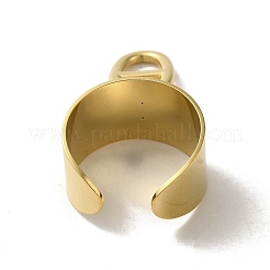304ステンレススチールオープンカフリング  女性用ネイビーメッシュチャームジュエリー  ゴールドカラー  内径：19mm&nbsp;RJEW-K258-04G