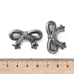 電気メッキ不透明アクリルビーズ  蝶結び  ガンメタ色メッキ  20x33.5x10mm  穴：2mm&nbsp;PACR-D288-01B