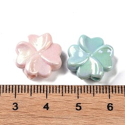 UVメッキの虹色不透明アクリルビーズ  クローバー  ミックスカラー  15x15x6mm  穴：2mm&nbsp;OACR-G033-01