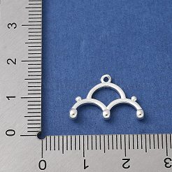 真鍮チャーム  カドミウムフリー＆ニッケルフリー＆鉛フリー  半円チャーム  銀  12.5x19x2mm  穴：1mm&nbsp;KK-U052-17S