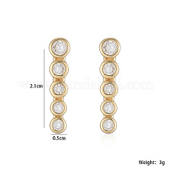 真鍮クリアキュービックジルコニアスタッドピアス  フラットラウンド  ゴールドカラー  21x5mm&nbsp;WGA7D61-01