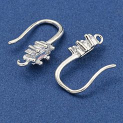 真鍮舗装クリアキュービックジルコニアピアスフック  耳ワイヤー  カドミウムフリー＆鉛フリー  銀  18x4.5x10mm  穴：1.2mm  18ゲージ  ピン：1mm&nbsp;KK-R149-20S