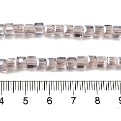 透明ガラスビーズ連売り  多面カット  パール光沢メッキ  正方形  アザミ  4.5x4.5x4.5mm  穴：1.2mm  約95~97個/連  16.14~16.53インチ（41~42cm）&nbsp;EGLA-P061-05A-PL01