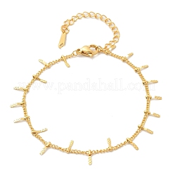 女性用304ステンレススチールカーブチェーンリンクブレスレット  18KGP本金メッキ  7インチ（17.7cm）&nbsp;BJEW-U023-06G