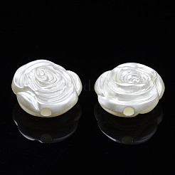 ABSプラスチックパール調ビーズ  花  貝殻色  17x16.5x8mm  穴：2mm  約500個/500g&nbsp;KY-S163-448