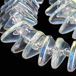 電気メッキガラスビーズセット  三角形  ABカラーメッキ  ホワイトスモーク  9x15.5~16x2.8~3mm  穴：1mm  約119~131個/連  24.21''~24.41''（61.5~62センチメートル）&nbsp;GLAA-K061-04A-AB02
