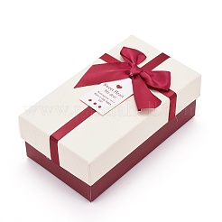 厚紙のジュエリーボックス  ジュエリーギフト包装用  ちょう結びの長方形  ミックスカラー  14.8x8.7x5.4cm&nbsp;CBOX-S021-006