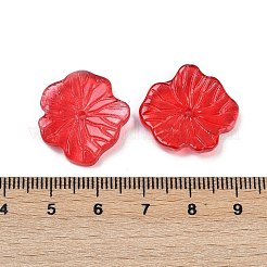 透明ガラスビーズ  蓮の葉  焼き付け塗料  レッド  20x19.5x4.5~5mm  穴：1.2mm&nbsp;DGLA-E004-02F