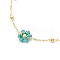 女性用真鍮ガラスフラワーリンクブレスレット  カラフル  7-3/8インチ（18.6cm）&nbsp;BJEW-JB12383