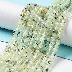 天然石プレナイトビーズ連売り  多面カット  ロンデル  4x3mm  穴：0.8mm  約128~149個/連  15.35''（39センチメートル）&nbsp;LS-G-J400-C05-02