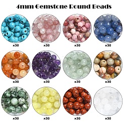 DIY ラウンド天然 & 合成宝石ビーズ ストレッチ ブレスレット キット  4mm  穴：0.6~1mm  12スタイル&nbsp;DIY-YW0011-65