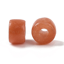 染め天然な白翡翠ビーズ  フラットラウンド  ファイヤーブリック  8x6mm  穴：3mm&nbsp;G-G003-A06-10
