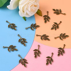 合金のチベット風チャーム  葉  カドミウムフリー＆鉛フリー  アンティークブロンズ  30x16x2mm  穴：1.5mm  約869個/1000g&nbsp;TIBE-Q050-27AB-LF