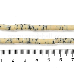 模造ダルメシアン磁器ビーズ連売り  cloumn  ライトゴールデンロッドイエロー  13~13.5x4~5mm  穴：1mm  約29個/連  14.88''（37.8センチメートル）&nbsp;PORC-H011-05