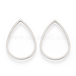 変色しにくい304ステンレススチール製リンクリング  ティアドロップ  ステンレス鋼色  29x20x1mm  インナー対策：27x18mm&nbsp;X-STAS-T047-16B