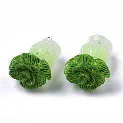 樹脂チャーム  プラチナトーンのアイアンループ付き  模造食品  キャベツ  グリーン  24~25x17.5x15mm  穴：2mm&nbsp;X-RESI-R426-05A