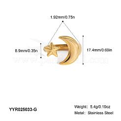 女性用ステンレスカフリング  月と星  18KGP本金メッキ  つ：8.9×長  月：17.4mm長いです  内径：19.2mm&nbsp;OK6471-1