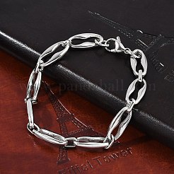 304ステンレススチールコーヒー豆チェーンブレスレット女性男性用  ステンレス鋼色  8-1/4インチ（21cm）&nbsp;BJEW-F488-45P