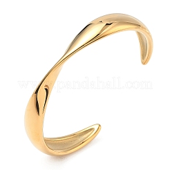 304ステンレススチール製カフバングル  女性用幅広バングル  ゴールドカラー  1/2インチ（1.15cm）  内径：2-3/8x1-7/8インチ（5.95x4.65cm）&nbsp;BJEW-B158-05G-01