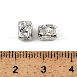 真鍮ビーズ  槌目模様の直方体  プラチナメッキ  6.5x5.5x4.5mm  穴：1.2mm&nbsp;KK-D106-12P