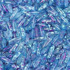 ピカソの透明ガラスシードビーズ  丸い穴  オーバル  コーンフラワーブルー  12.5~13x4~4.5mm  穴：0.9~1mm  約1360個/ポンド&nbsp;SEED-N012-11K