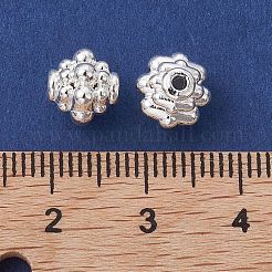 合金のスペーサービーズ  花  長持ちメッキ  銀  8x7.5mm  穴：1.4mm&nbsp;FIND-B029-40S