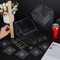 ペグボードフックキット  201ステンレススチールフックハンガーとプラスチック収納ボックス付き  ステンレス鋼色  140x136.5x115mm&nbsp;AJEW-FG0004-62