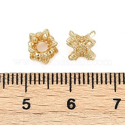 真鍮ビーズ  無鉛の  長持ちメッキ  ラックめっき  花  ライトゴールド  6.5x6mm  穴：2.5mm&nbsp;KK-H202-13KCG