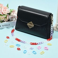 120色不透明アクリルリンクリング6個。  クイックリンクコネクター  カーブチェーン製造用  ツイストオーバル  ミックスカラー  23~30x16~21x4~5.5mm  内径：11.5~19x6.5~8mm  20個/カラー&nbsp;OACR-FS0002-77