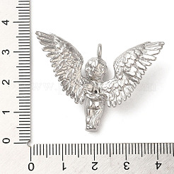 変色しない304ステンレススチールペンダント  天使のチャーム  ステンレス鋼色  30x41x10mm  穴：3mm&nbsp;STAS-Q252-26P