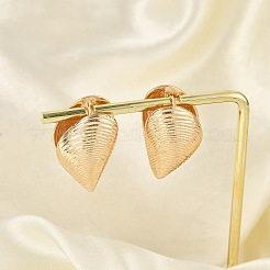 女性のための真鍮のフープピアス  シェル形状  14KGP本金メッキ  26x14.5mm&nbsp;EJEW-U041-06G