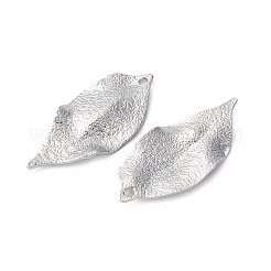真鍮チャーム  カドミウムフリー＆ニッケルフリー＆鉛フリー  葉  プラチナ  27x12x0.5mm  穴：1.4mm&nbsp;KK-R223-21P