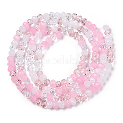 ガラスビーズ連売り  多面カット  ロンデル  ピンク  3x2.5mm  穴：0.6mm  約135~140個/連  32~34cm&nbsp;EGLA-A034-M2mm-02