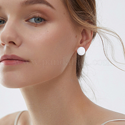 304ステンレス鋼のブランクフラットラウンドスタッドピアス金具  プラスチック製のピアスキャッチで  ステンレス鋼色  12x8mm  ピン：0.7mm&nbsp;STAS-DC0017-54C
