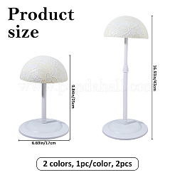 2個 2色プラスチック レース布ウィッグディスプレイスタンド付き  帽子掛け  半円  ミックスカラー  17x26cm  1pc /カラー&nbsp;ODIS-FH0001-25