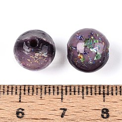 手作り箔ランプワークビーズ  ラウンド  パープル  10mm  穴：1.2~4mm&nbsp;LAMP-T021-31B