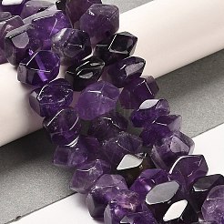 天然石アメジストビーズ連売り  多面カット  ナゲット  10~11x8~10x7~8mm  穴：1mm  約22~23個/連  7.09~7.48''（18~19センチメートル）&nbsp;G-N327-05-18