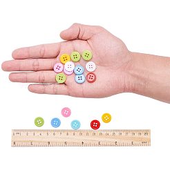 アクリル縫い付け用ボタン  4穴  染め  フラットラウンド  ミックスカラー  15x2mm  穴：1.5mm  約1000個/箱&nbsp;BUTT-NB0001-01