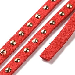 ゴールデンアルミニウムスタッズフェイクスエードコード  レッド  5mm&nbsp;LW-WH0006-01B